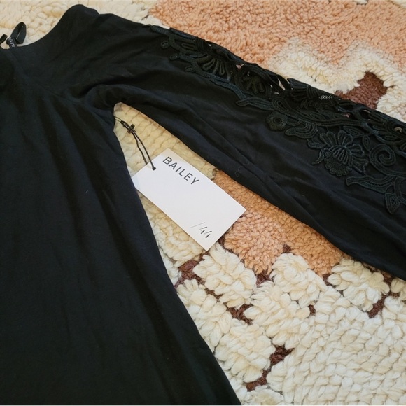 Bailey 44 Black Off-the-Shoulder Top with Lace Bell Sleeves - Picture 3 of 4